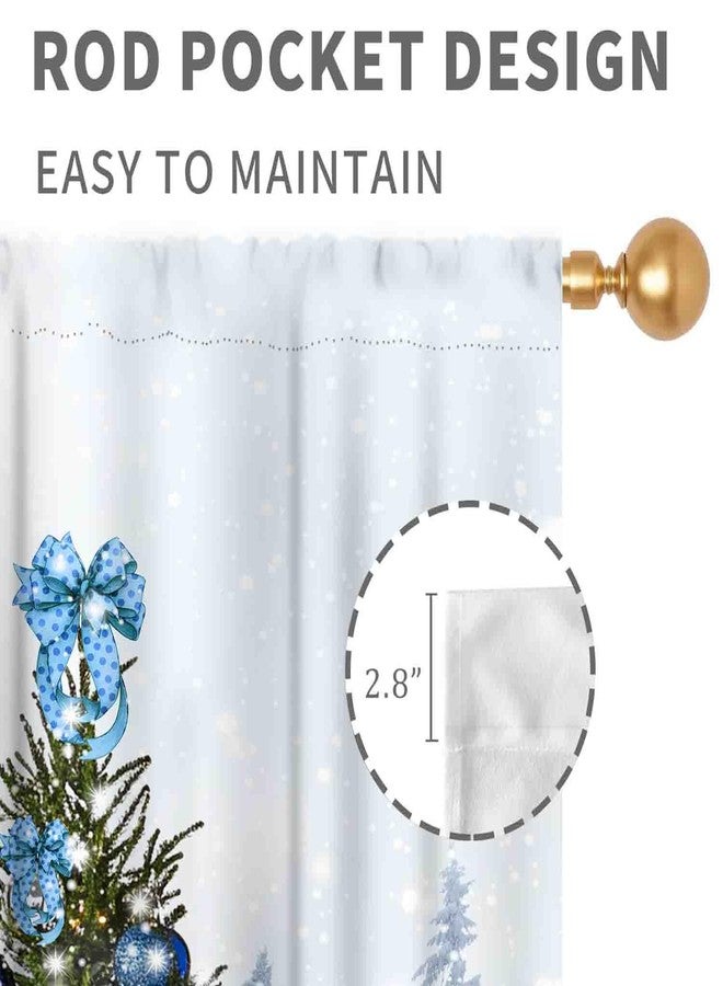 TKUYO Christmas Tree Curtains, Winter Forest Snowy Landscape Nature Snow Woodland Scenery Merry Xmas New Year Window Drapery Treatments for Living Room Bedroom Kitchen Bathroom Home Party, 42"x45" Inch - Image 5